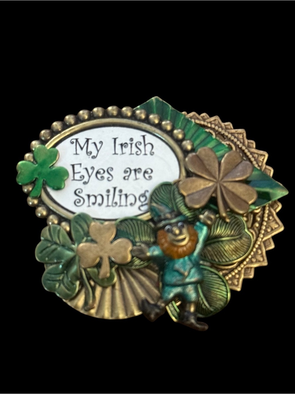 Vintage My Irish Eyes are Smiling Irish brooch